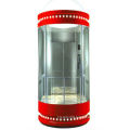 Machine roomless panoramic elevator with safety glass